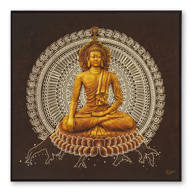 Golden Embossed Wall Painting For Home Decoration (12X12 INCH)