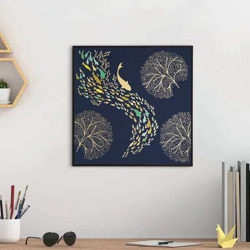 Golden Embossed Wall Painting For Home Decoration (12X12 INCH)